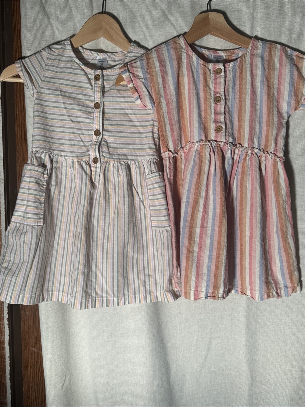 Carter's Striped Button-Front Summer Dress - Pink & Cream